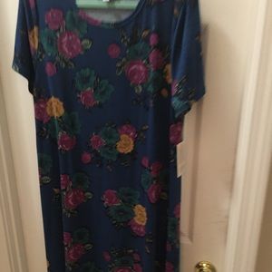 Lularoe Carly XL blue bkgrnd multi color floral